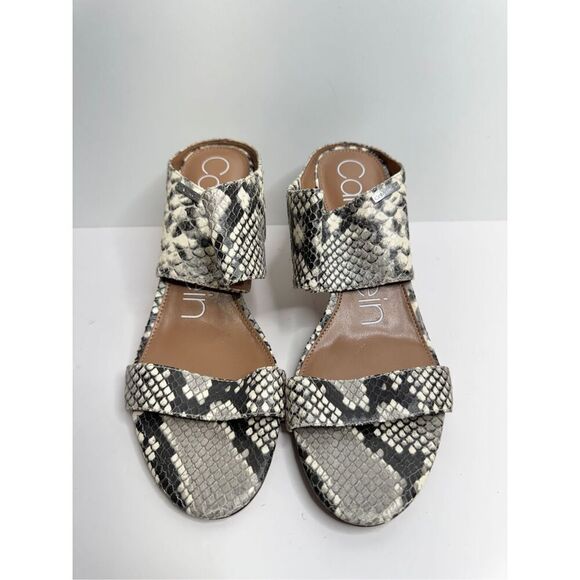 Calvin Klein Sandals Size 8 Snakeskin Open Toe Leather Heels - Picture 3 of 10
